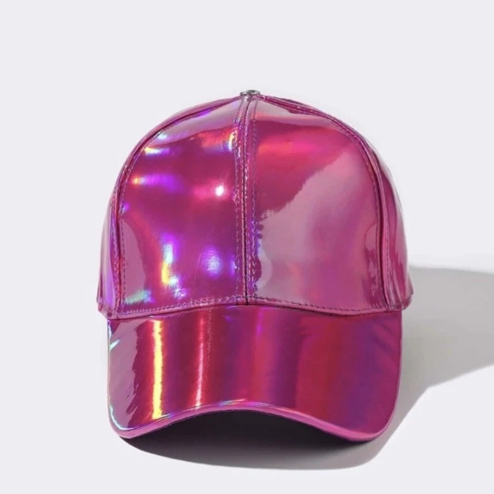 Hot Pink Holographic Baseball Cap | Glam Statement Hat | Metallic Shine